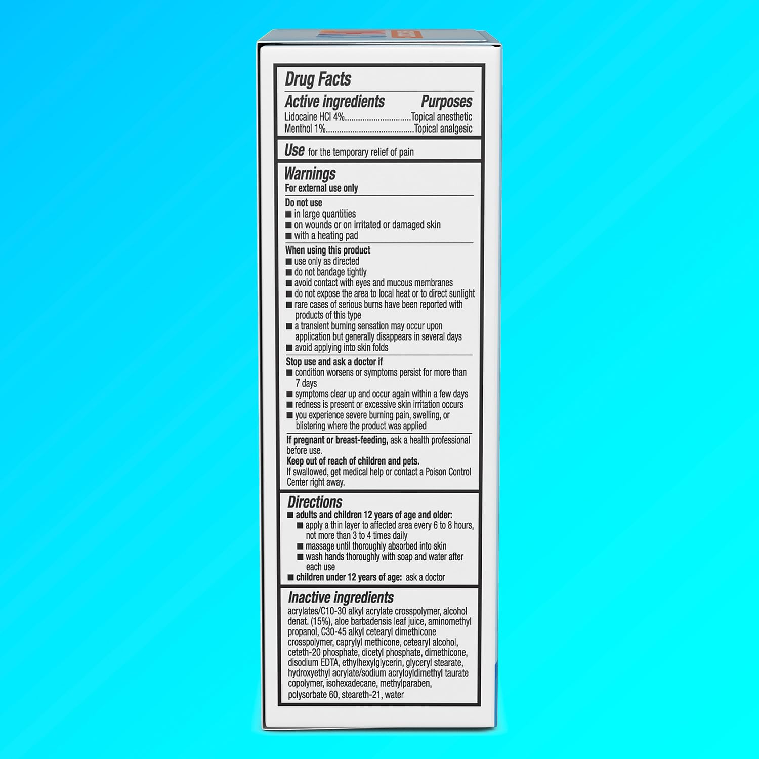 Icy Hot lidocaine plus menthol cream container details