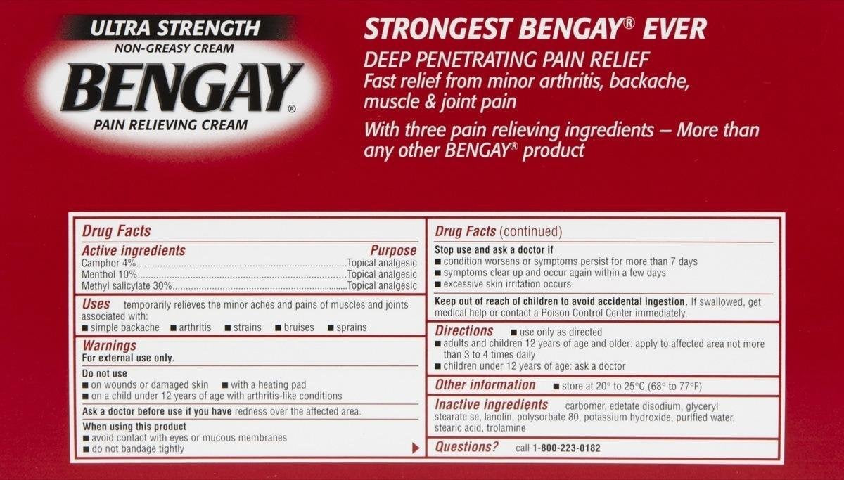 Two tubes of imported non-greasy topical analgesic cream for muscle and joint care.