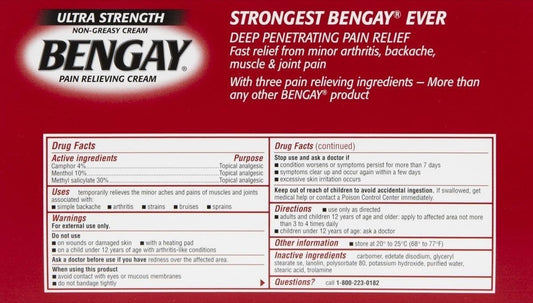 Two tubes of imported non-greasy topical analgesic cream for muscle and joint care.