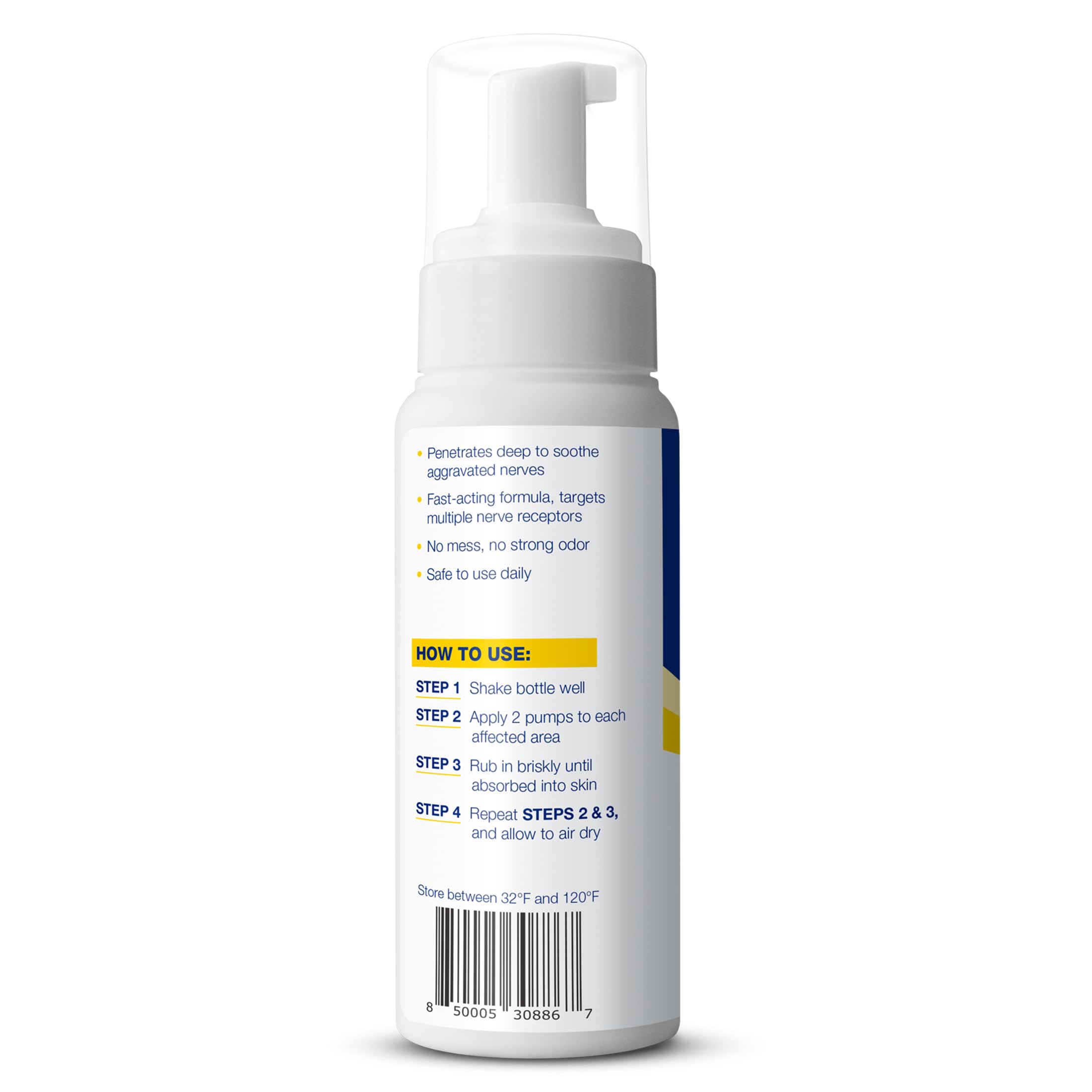 Applying Theraworx nerve relief foam on hands and feet for fast absorbing care.