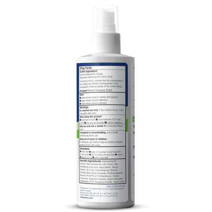 Theraworx fast acting muscle cramp spray showing magnesium sulfate formulation details