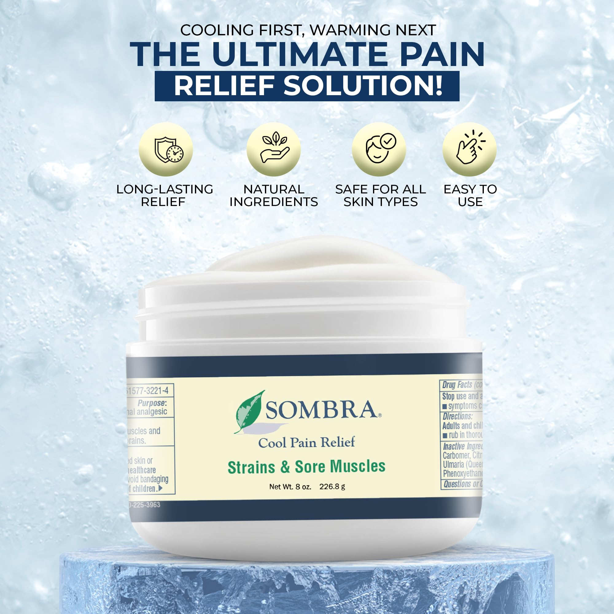 Sombra Original Cool Therapy Gel packaging highlighting vegan and NSAID free formula