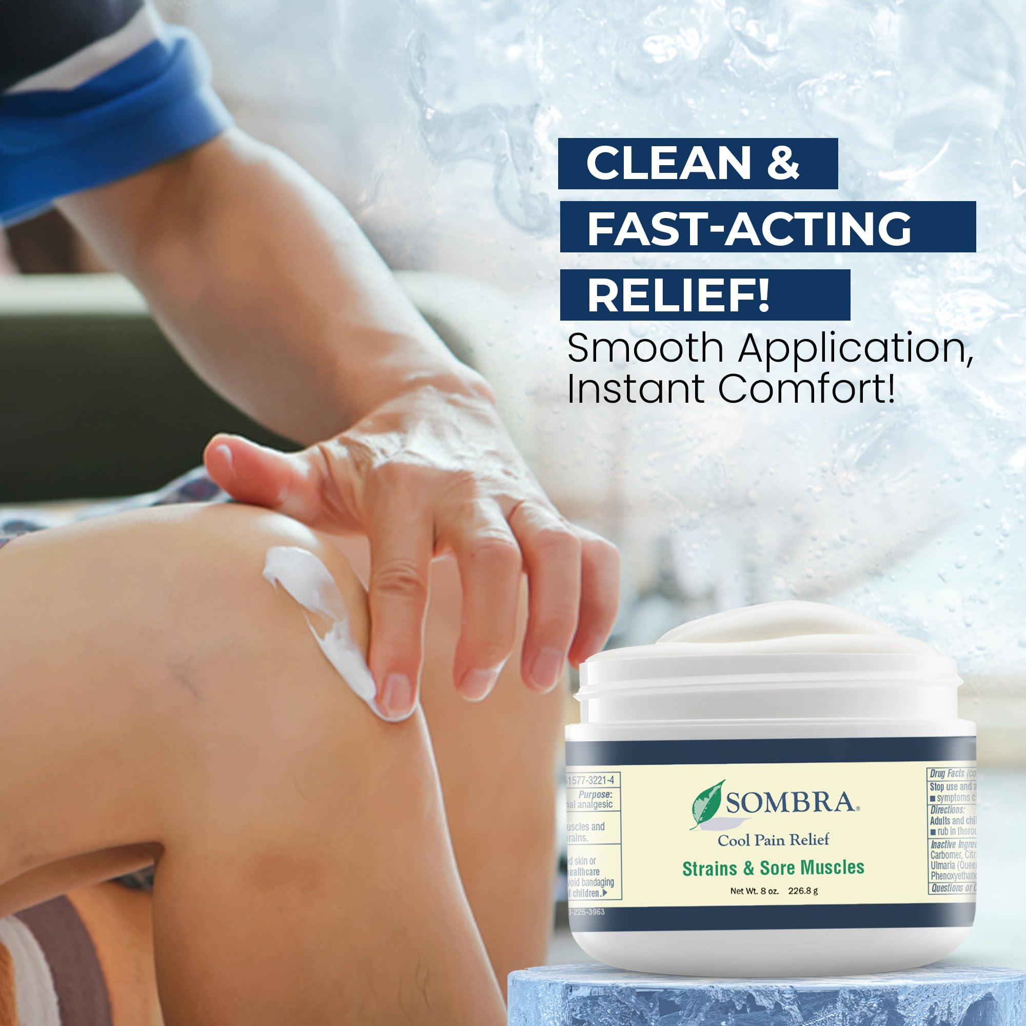 Sombra cold therapy muscle recovery gel jar for swelling and post workout relief