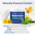 Texture shot of the fast absorbing white cooling cream for nerve discomfort.