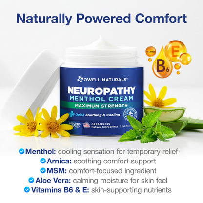 Texture shot of the fast absorbing white cooling cream for nerve discomfort.