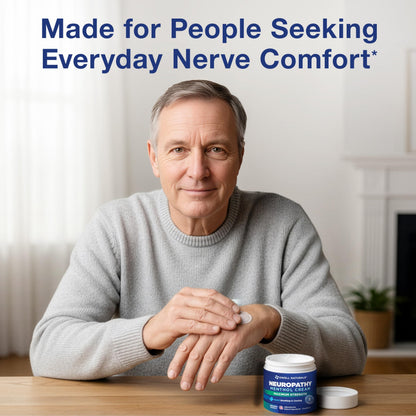 Premium maximum strength neuropathy cream for targeted leg and toe relief.