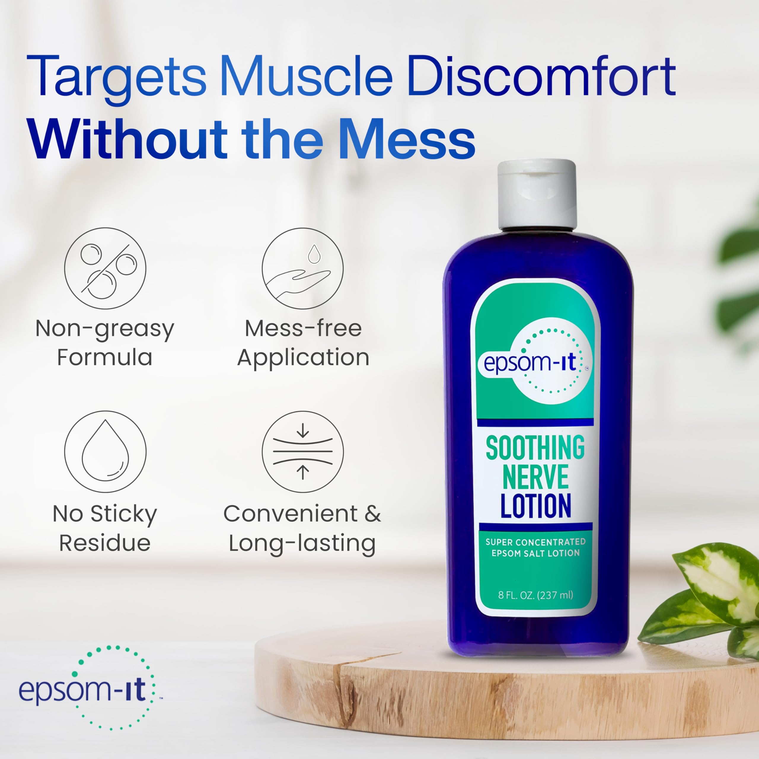 Epsom-It Soothing Nerve Lotion texture shot showing greaseless absorption