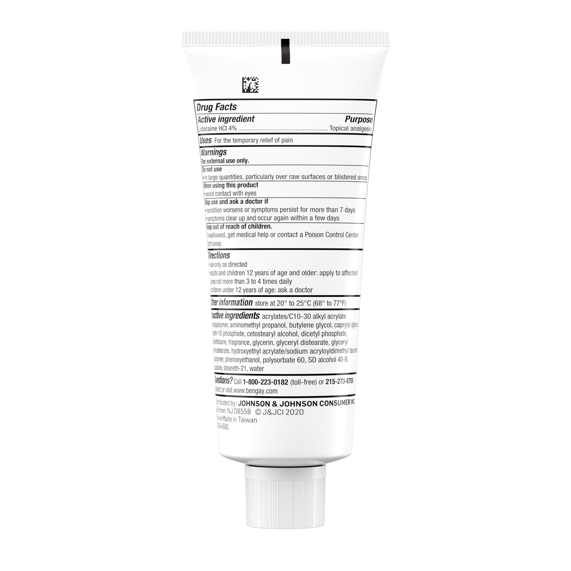 Bengay lidocaine joint and muscle relief cream application directions panel