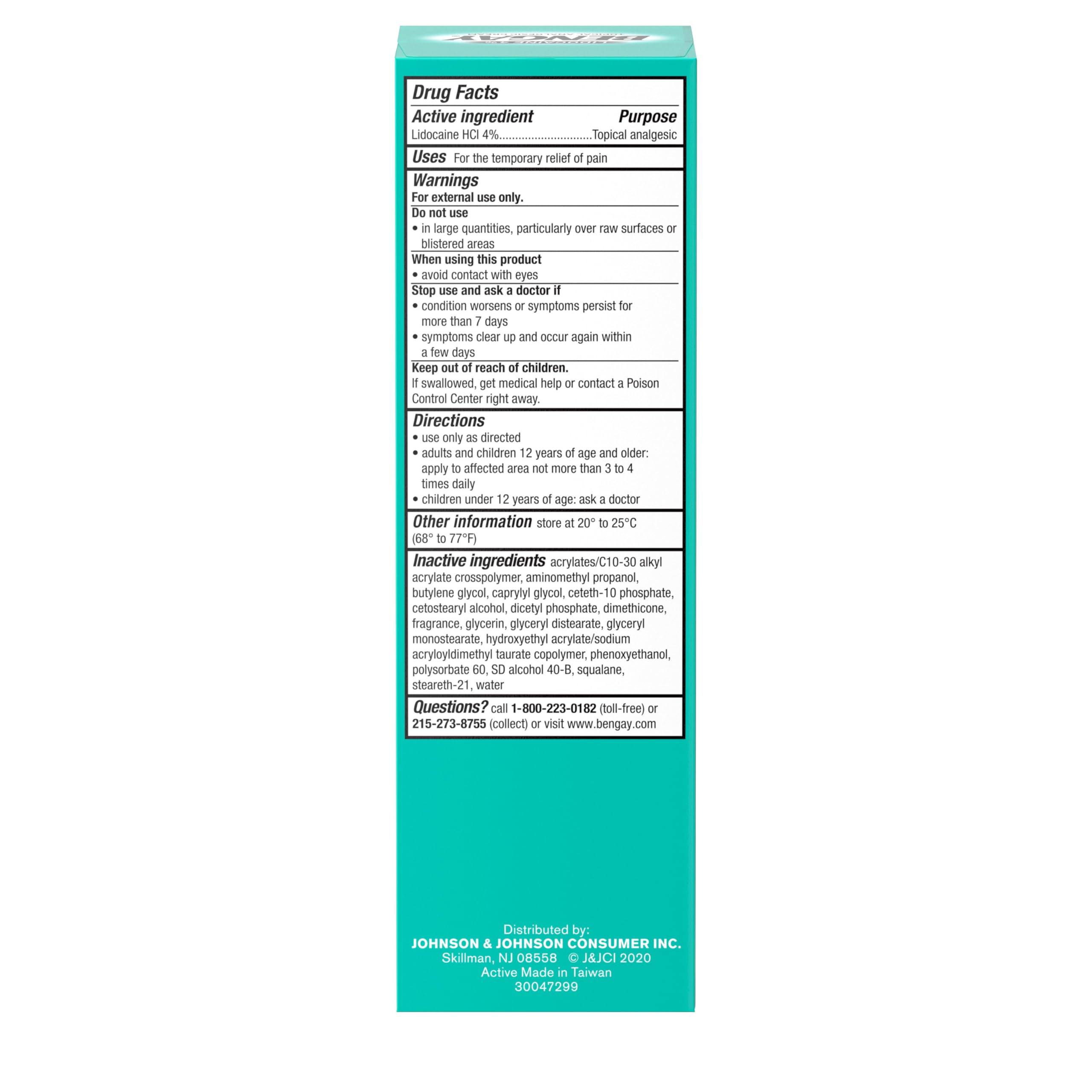 Authentic imported USA Bengay lidocaine non greasy cream for back and knee pain relief