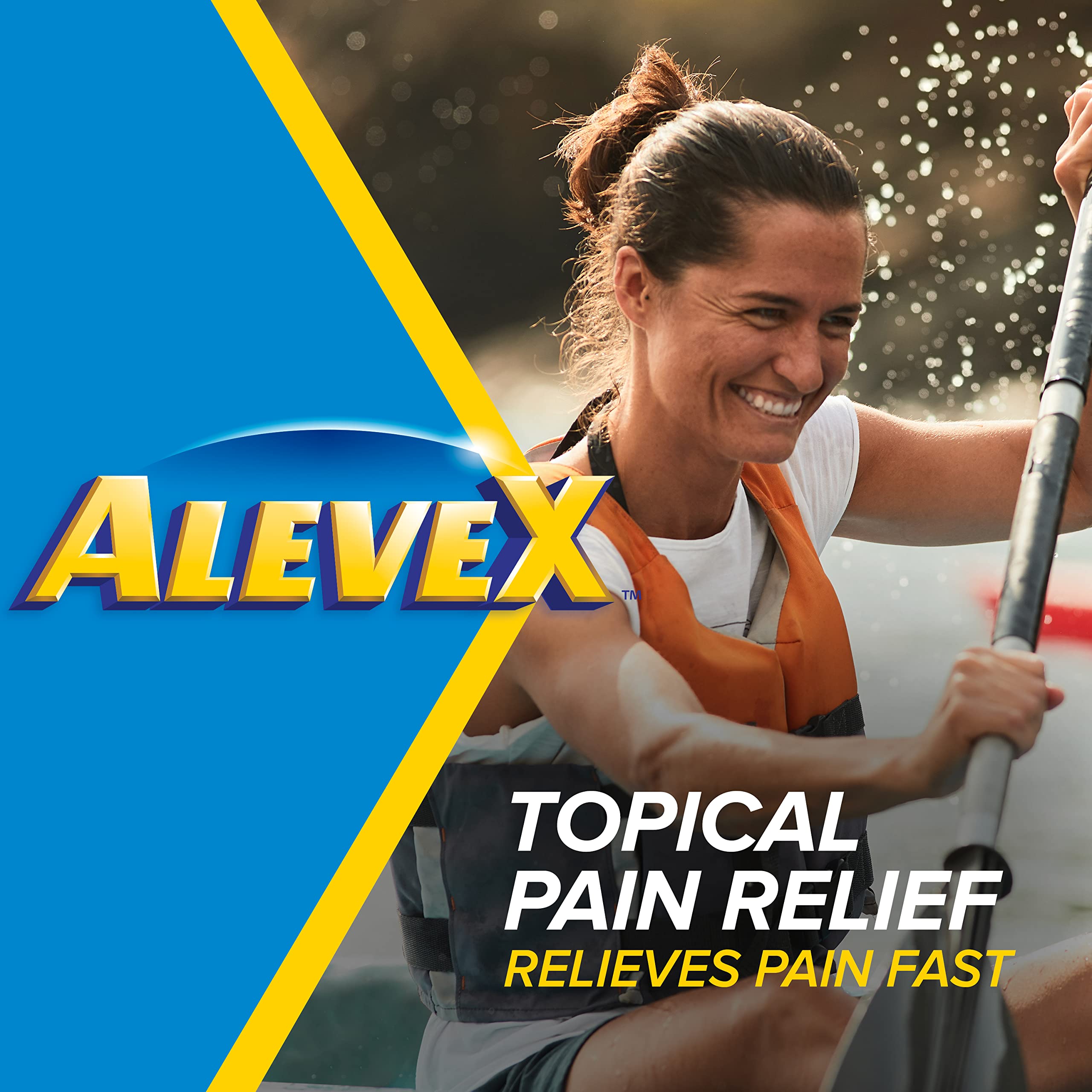 Back label of AleveX 2.5 Ounce bottle detailing official drug facts and usage instructions.
