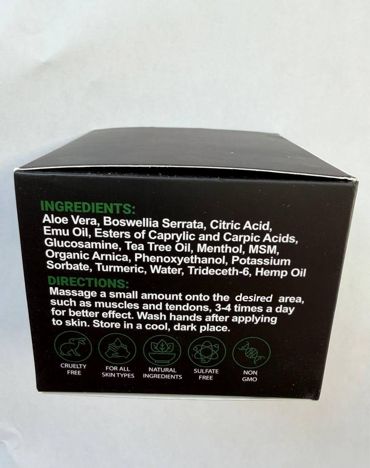 Botanical formulation breakdown of arvesa hemp extract with msm and glucosamine