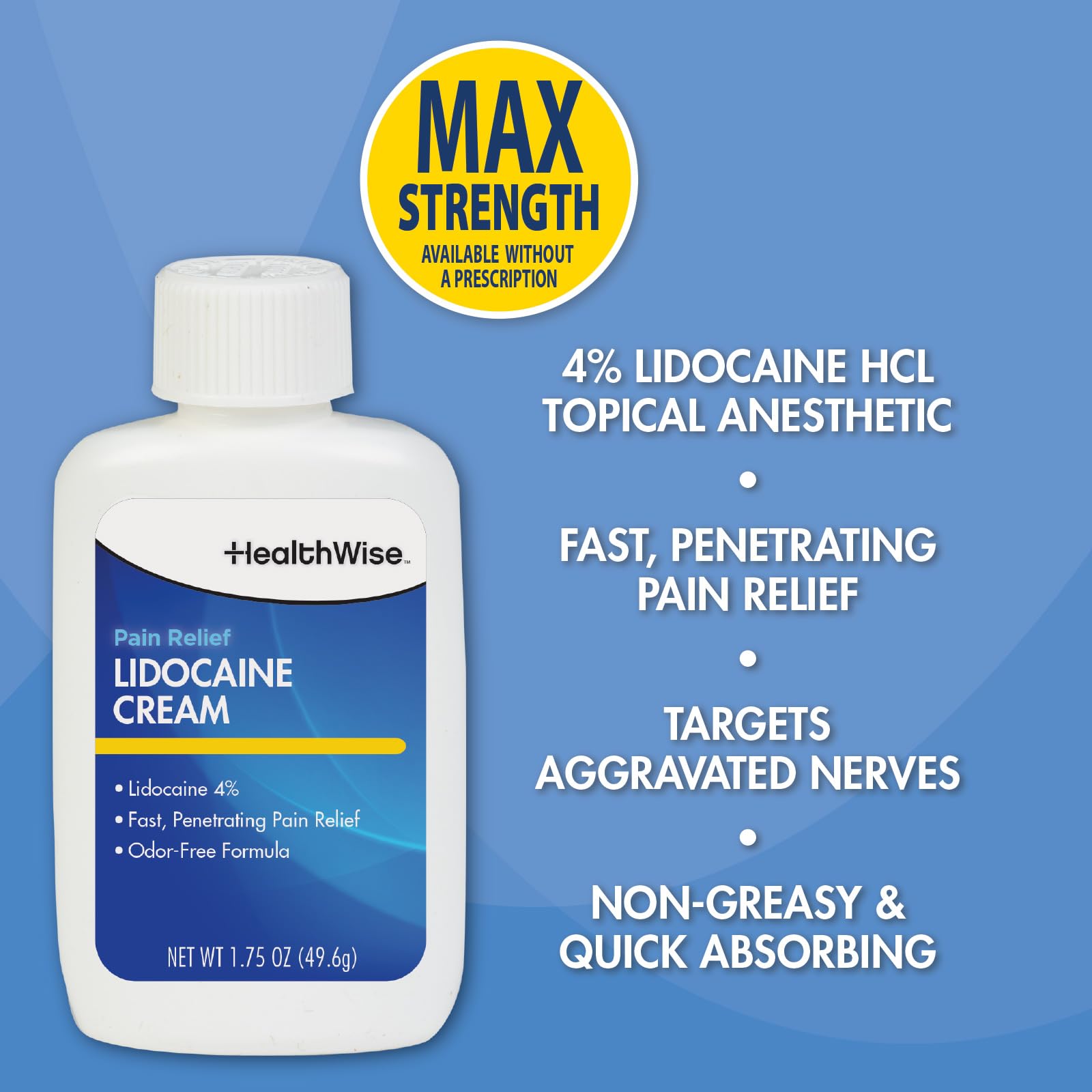 HealthWise maximum strength formula packaging highlighting odor free claim and product sizing