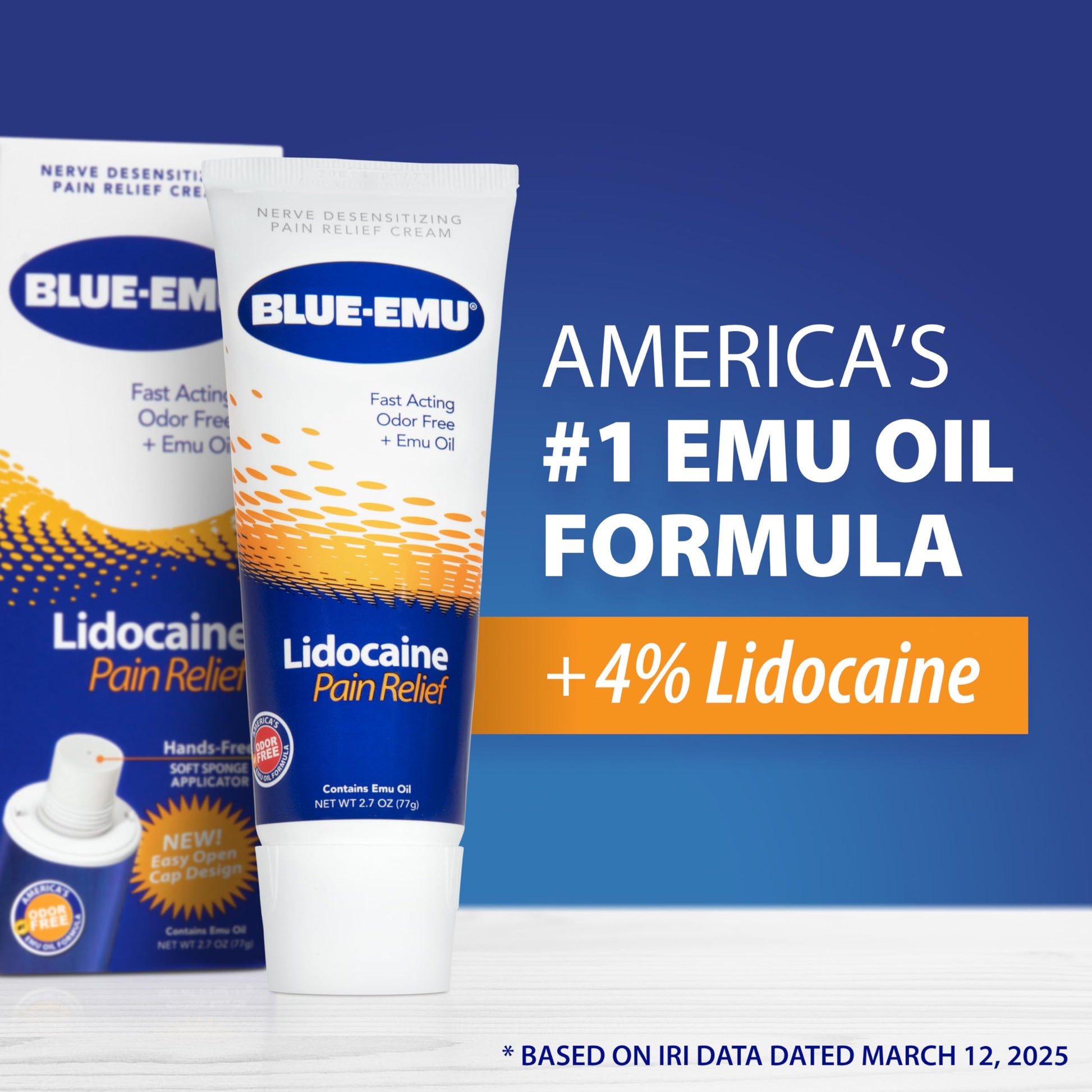 Authentic USA imported BLUE-EMU lidocaine cream ingredients panel