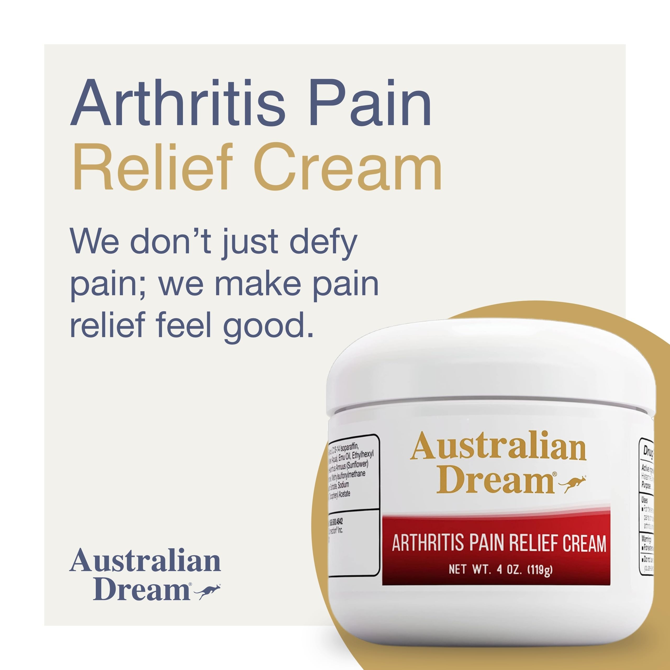 Odorless joint discomfort lotion jar displaying authentic USA import seal