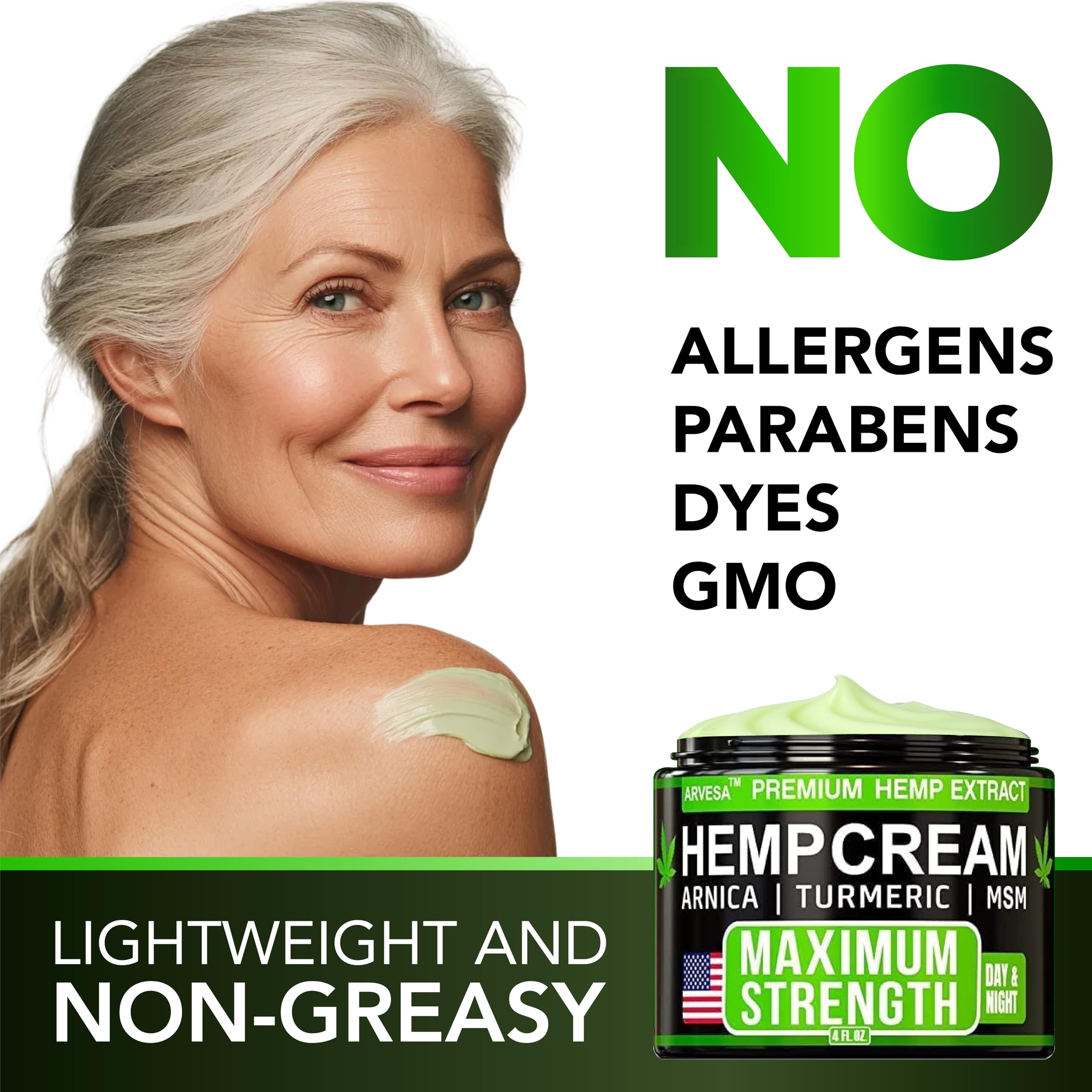 Non greasy texture of Arvesa maximum strength joint care cream being applied to the skin