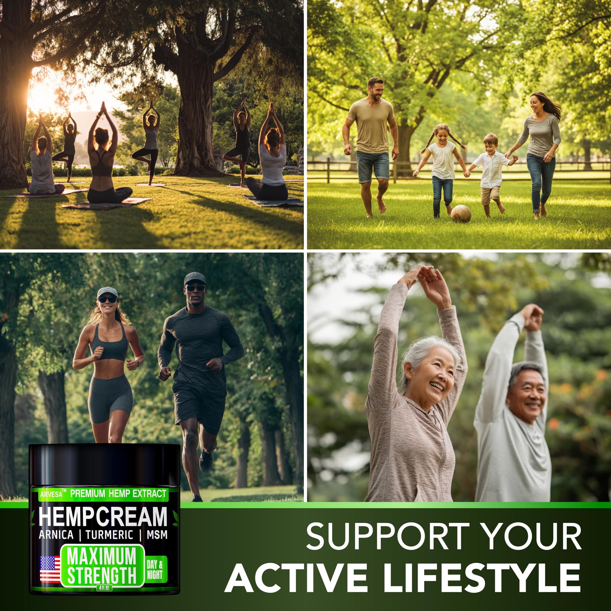 Arvesa topical relief cream container showcasing the advanced formula with glucosamine and MSM