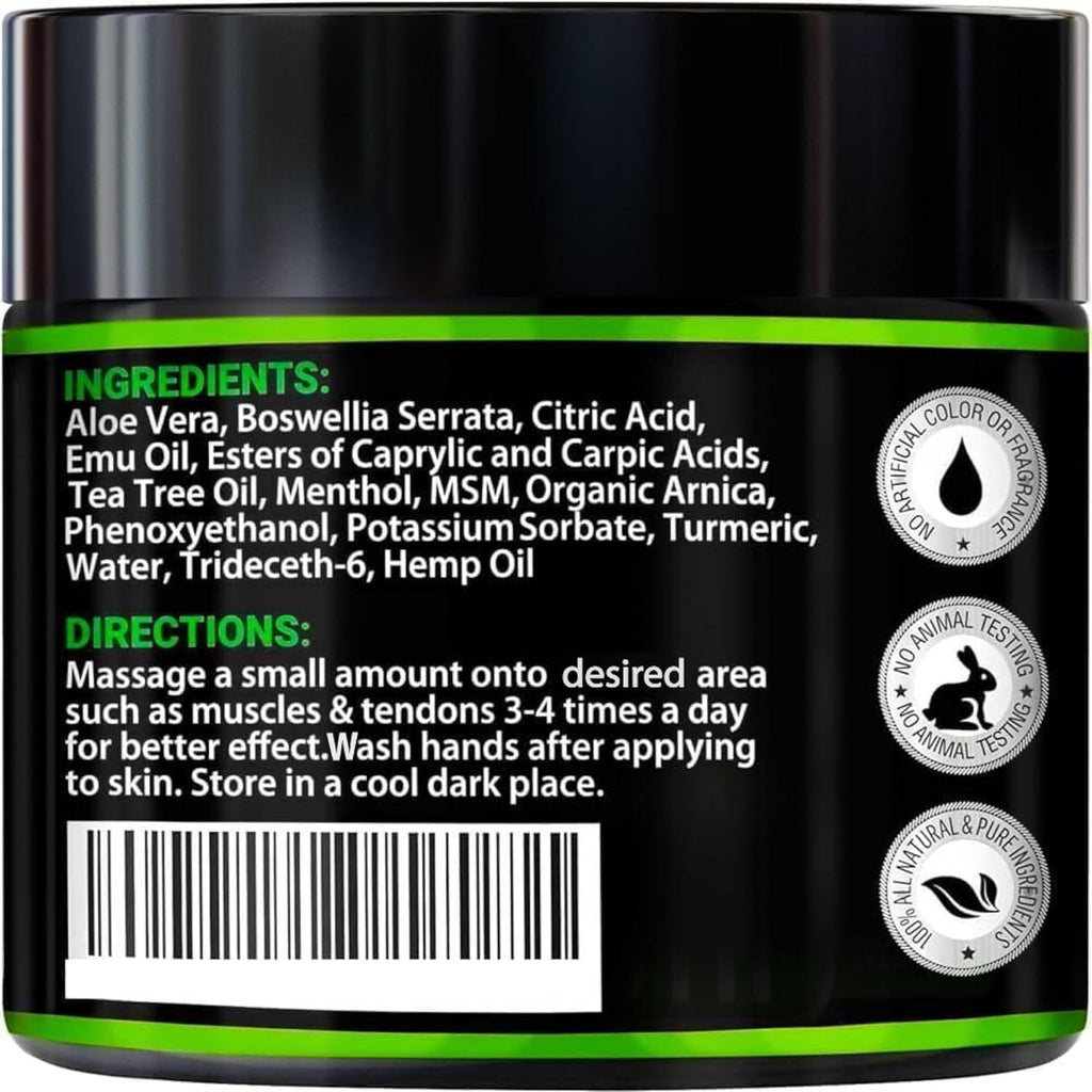 Side view of Arvesa premium hemp cream packaging highlighting its fast absorption benefits