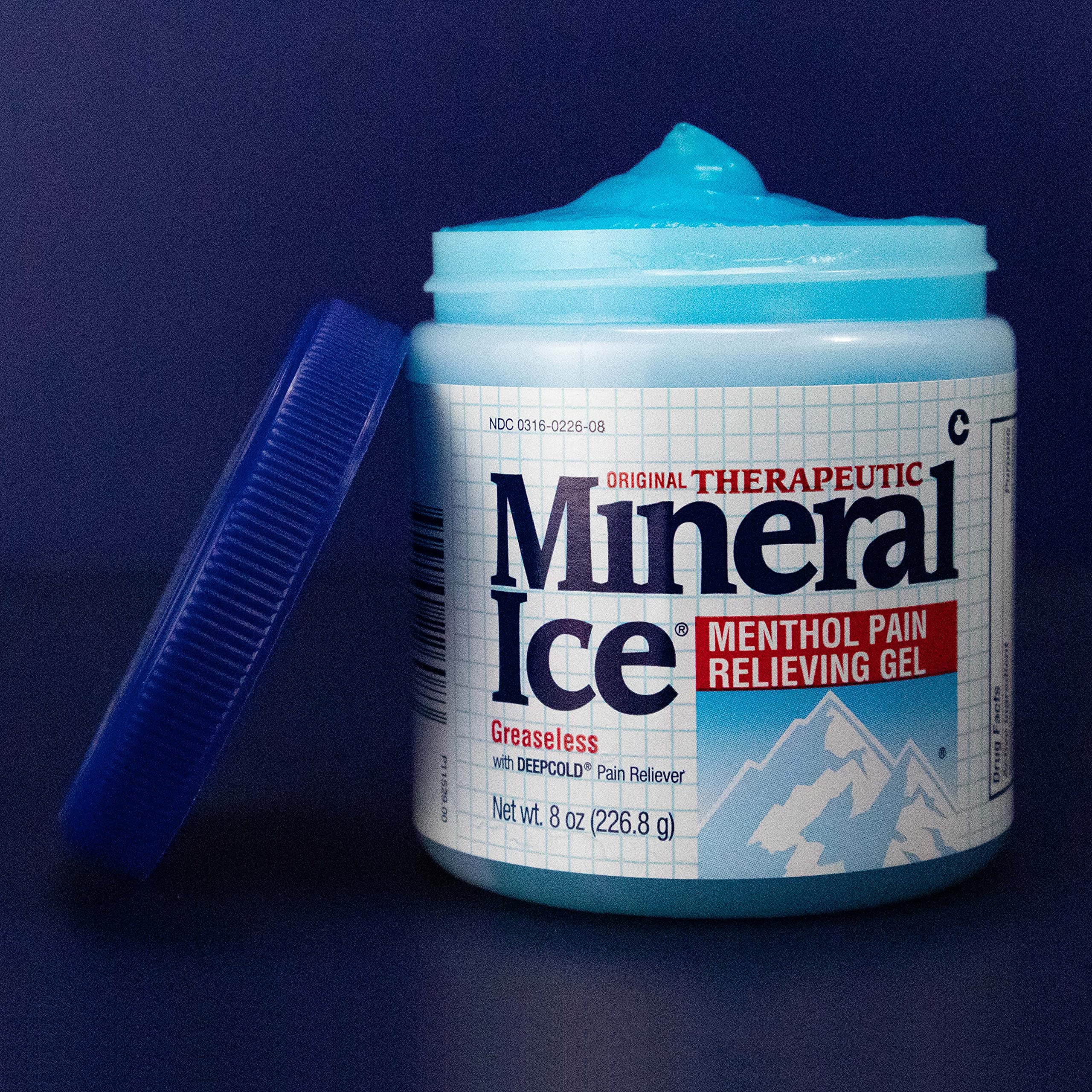 Mineral Ice greaseless deepcold pain relieving formula container top angle