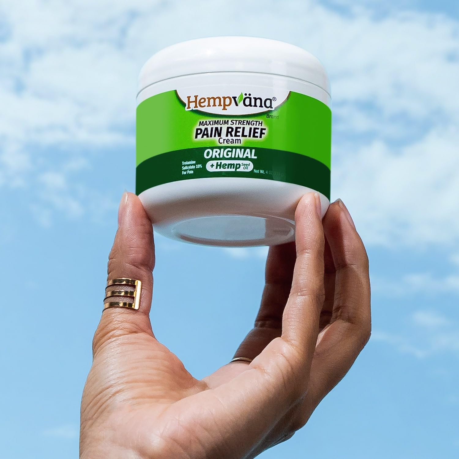 Hempvana Original Pain Cream container side label with usage instructions