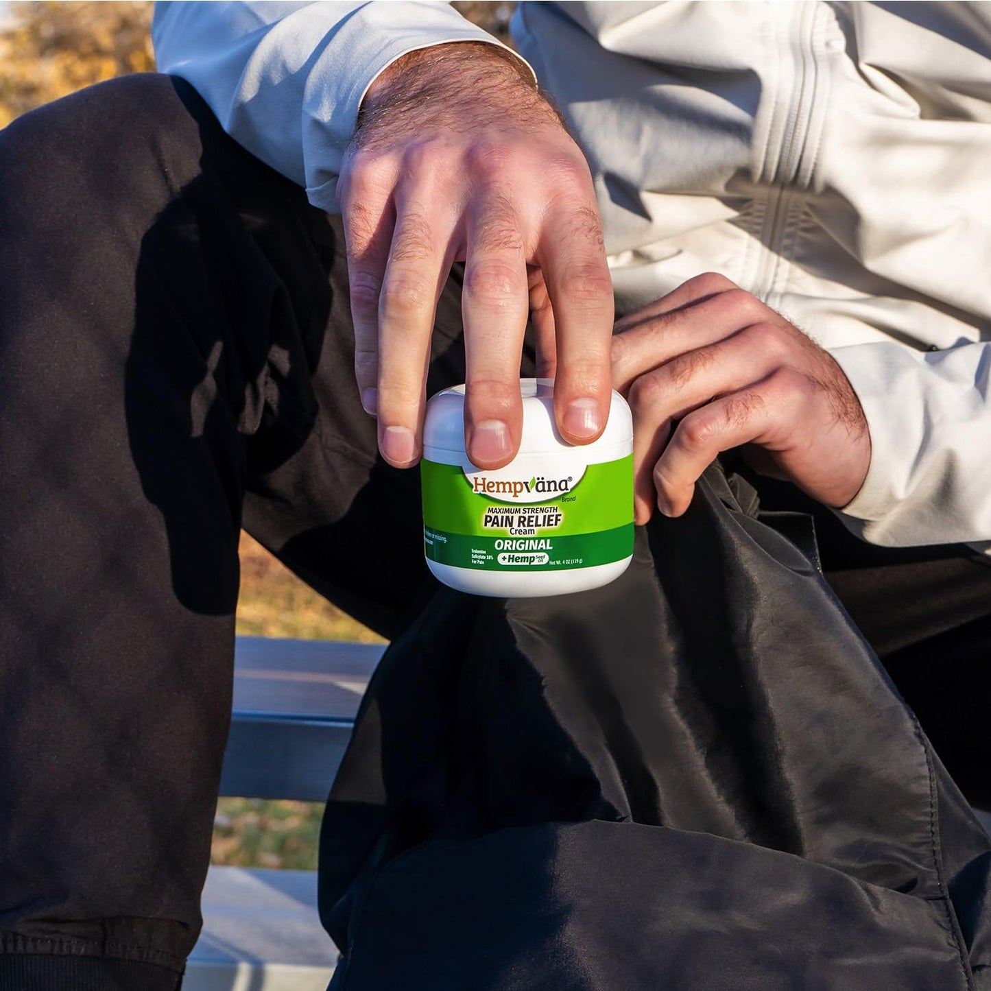 Hempvana arthritis pain relief cream jar showing four ounce size indicator