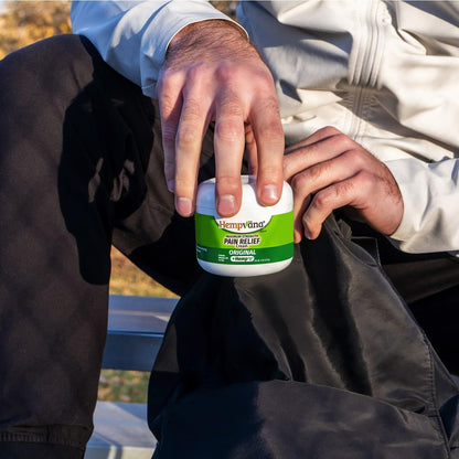 Hempvana arthritis pain relief cream jar showing four ounce size indicator