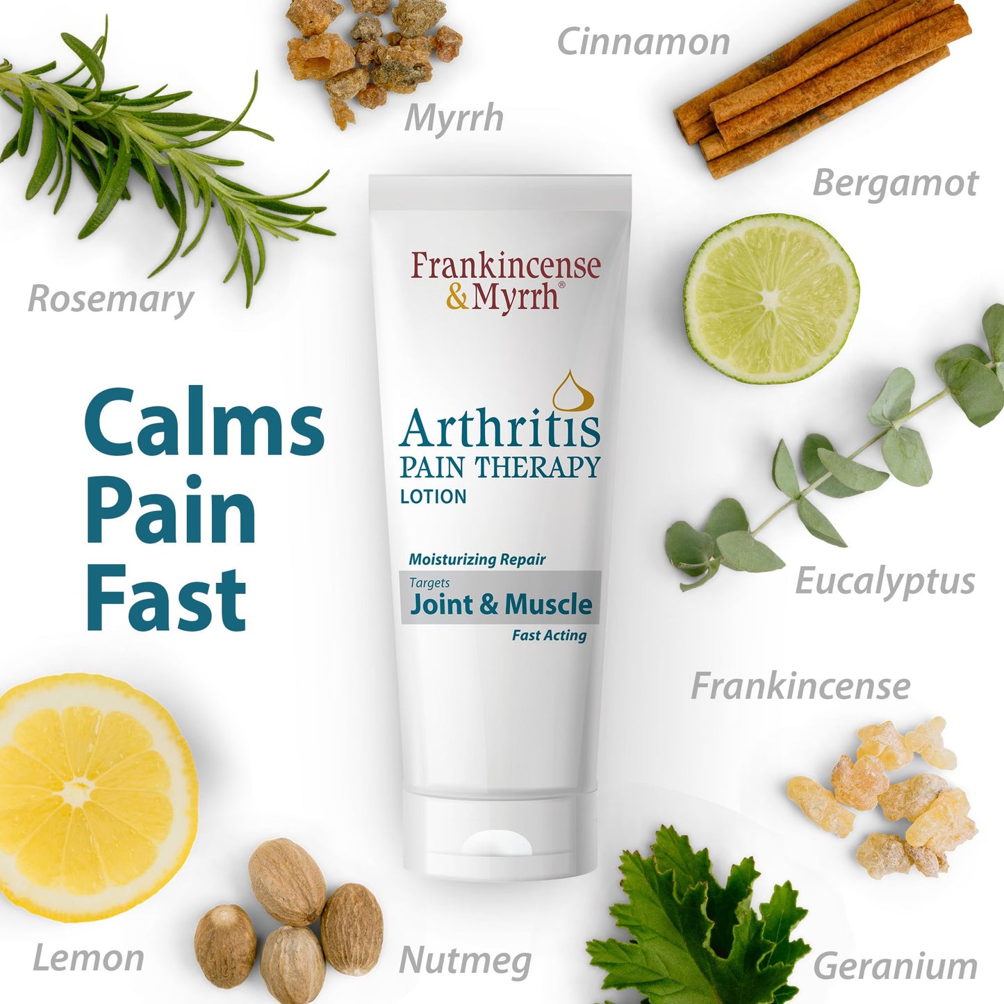 Frankincense and Myrrh back label showing drug facts and menthol ingredients