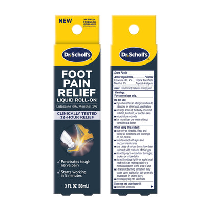 Dr Scholls lidocaine and menthol foot care roll on applicator details