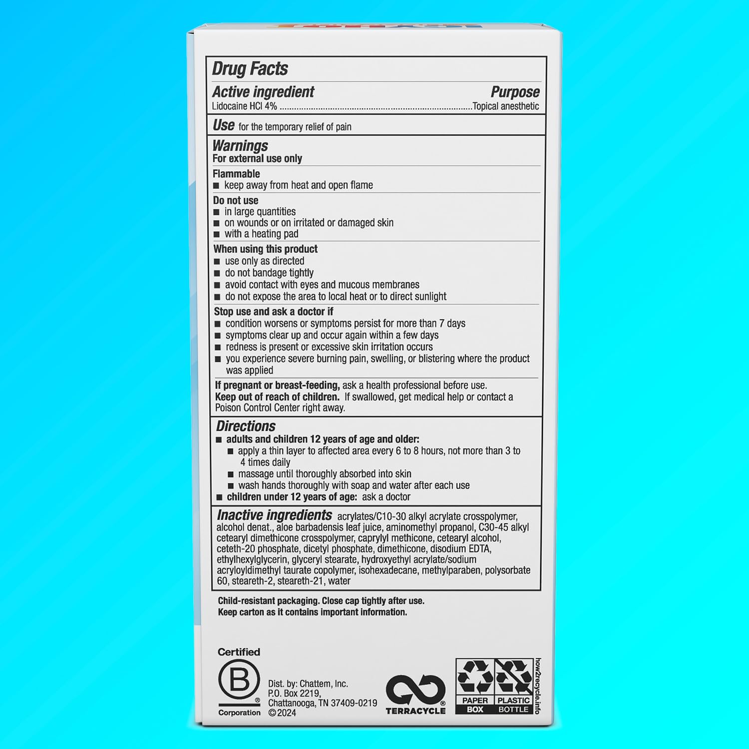 Icy Hot maximum strength four percent lidocaine roller bottle for backaches and strains.