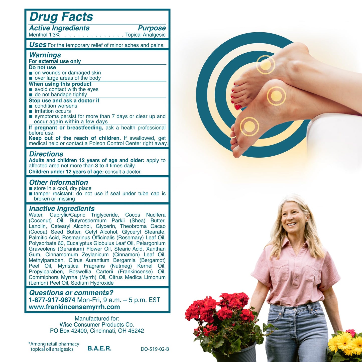 Frankincense & Myrrh diabetic care foot pain relief lotion box packaging view.