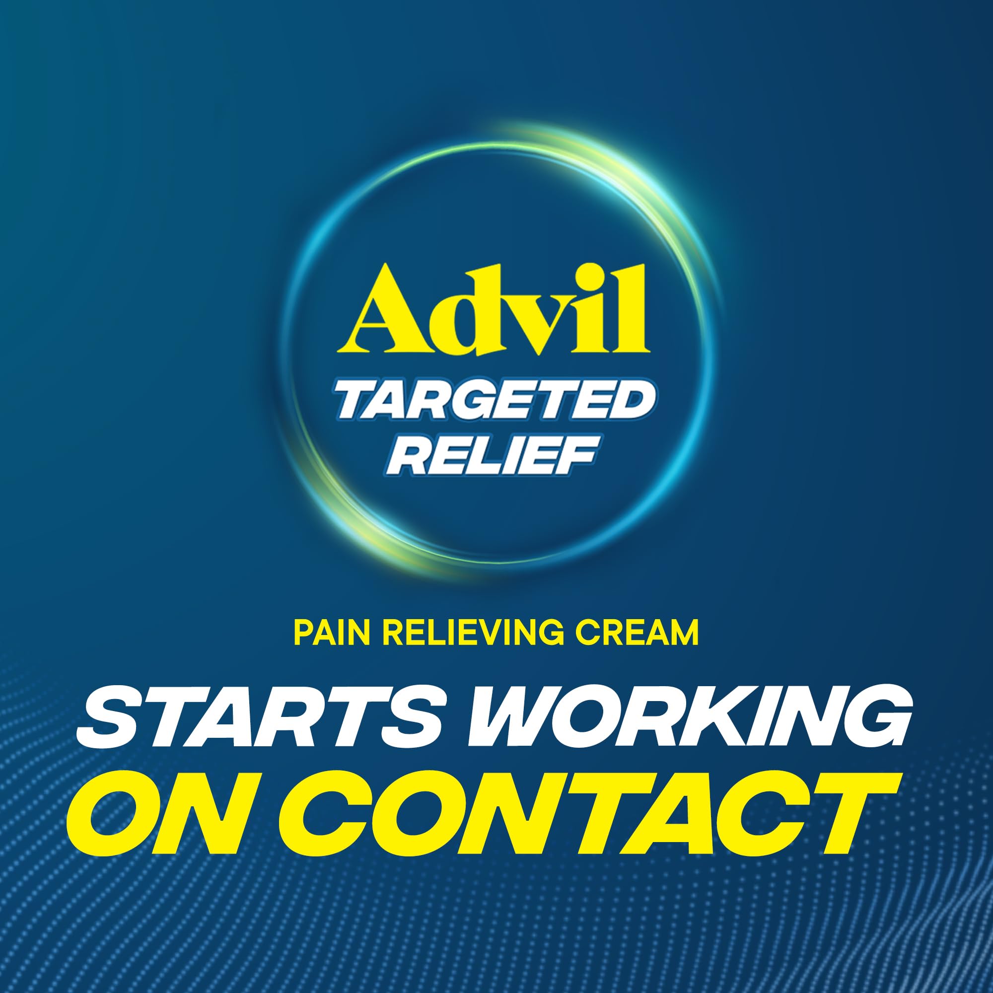 Advil Targeted Relief Cream 2.5 Ounce packaging detailing quad-action formula