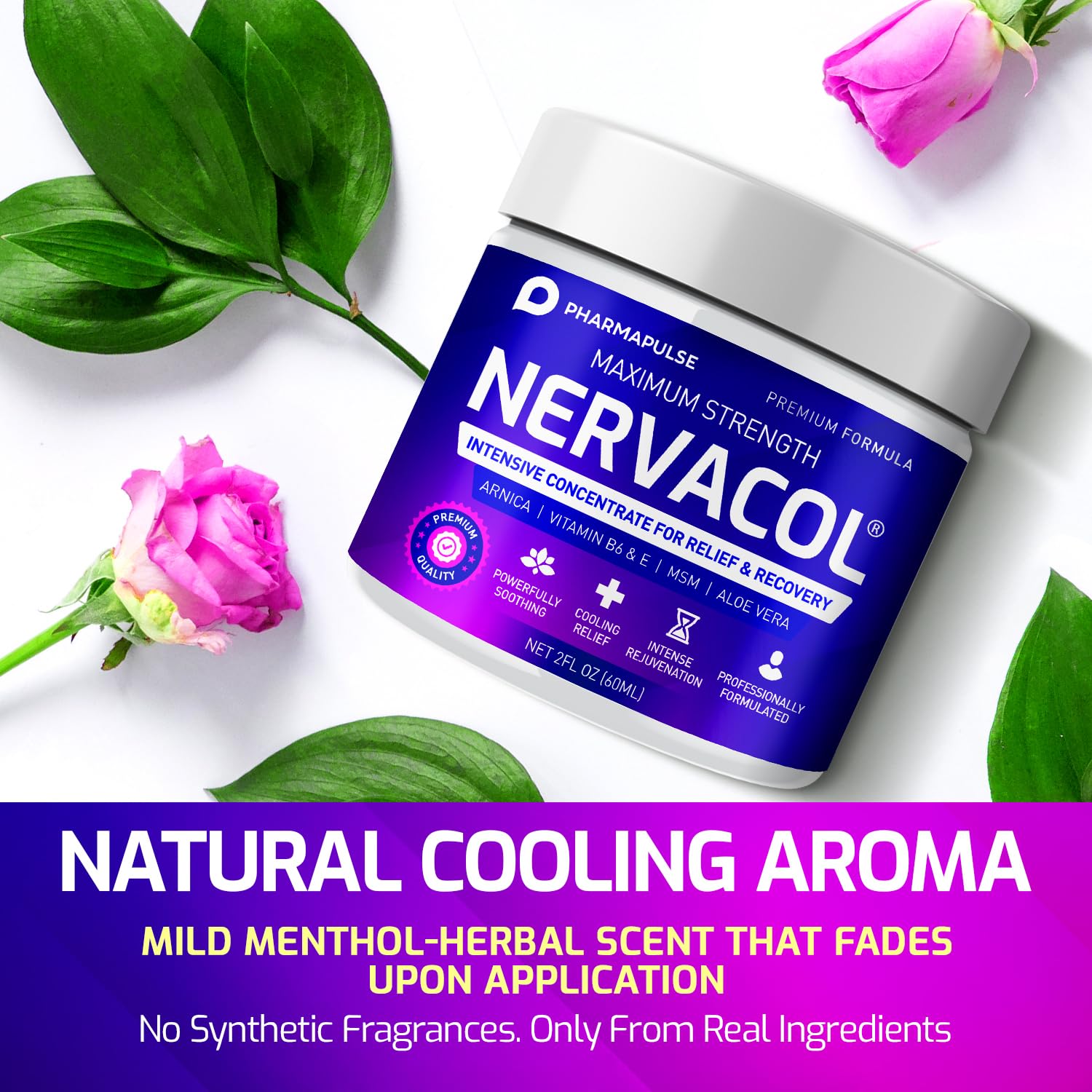 Pharmapulse neuropathy cream two ounce jar for cooling relief from burning sensations