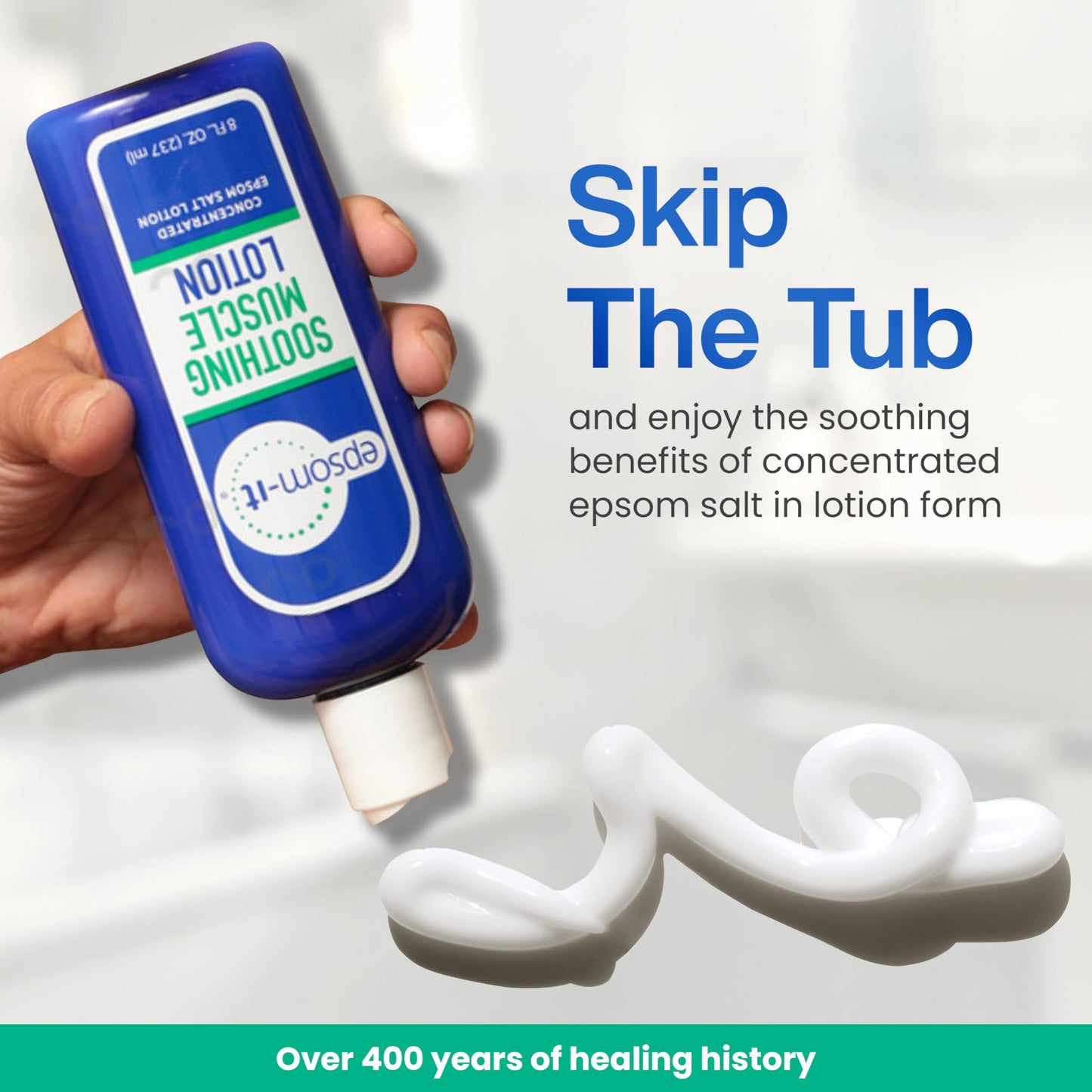 Authentic USA imported Epsom-It soothing muscle cream bottle displaying product details.
