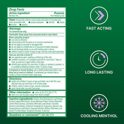 Biofreeze Overnight knee and lower back joint pain reliever packaging side angle view.