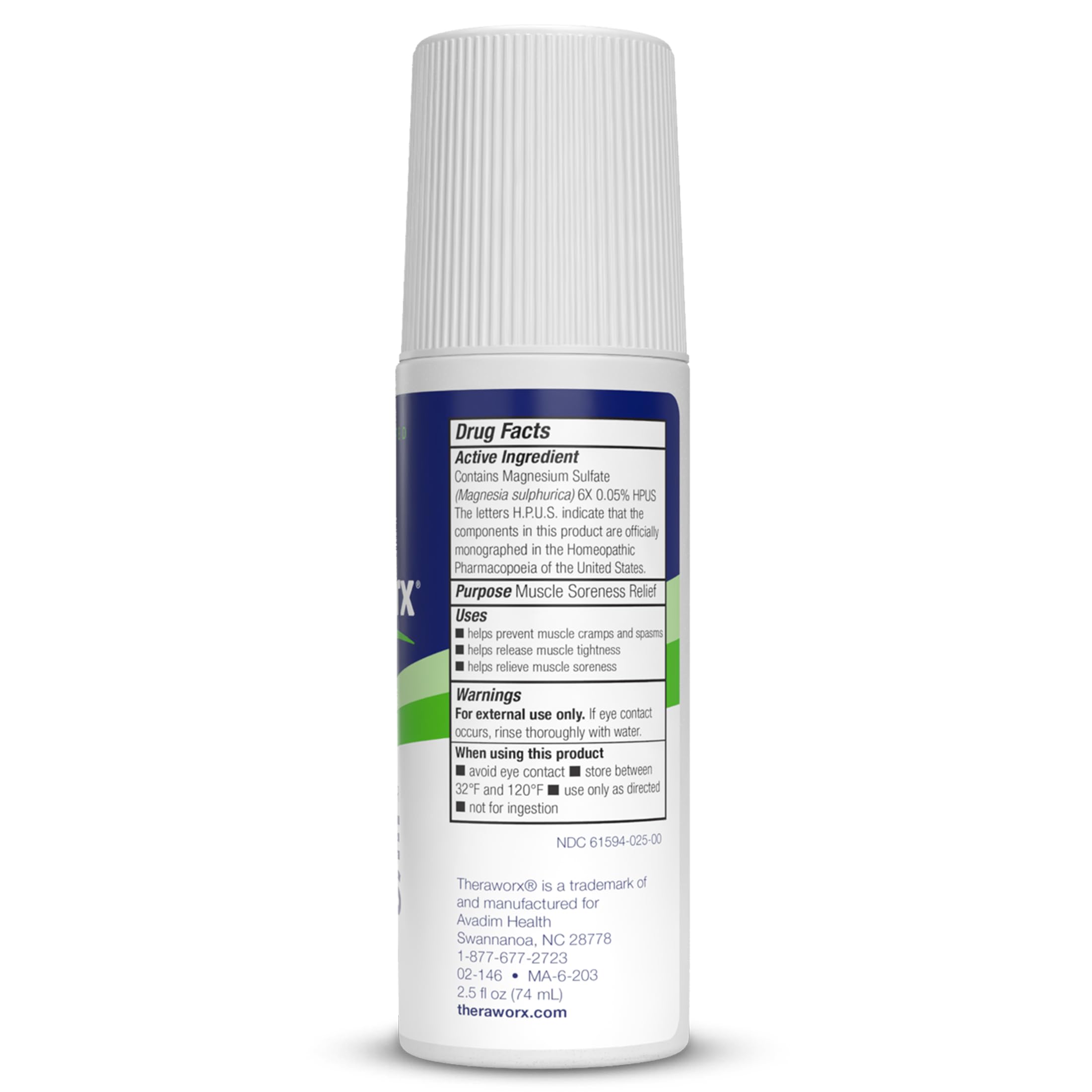 Theraworx muscle cramp roller applicator tip showcasing the mess-free no-touch delivery system.