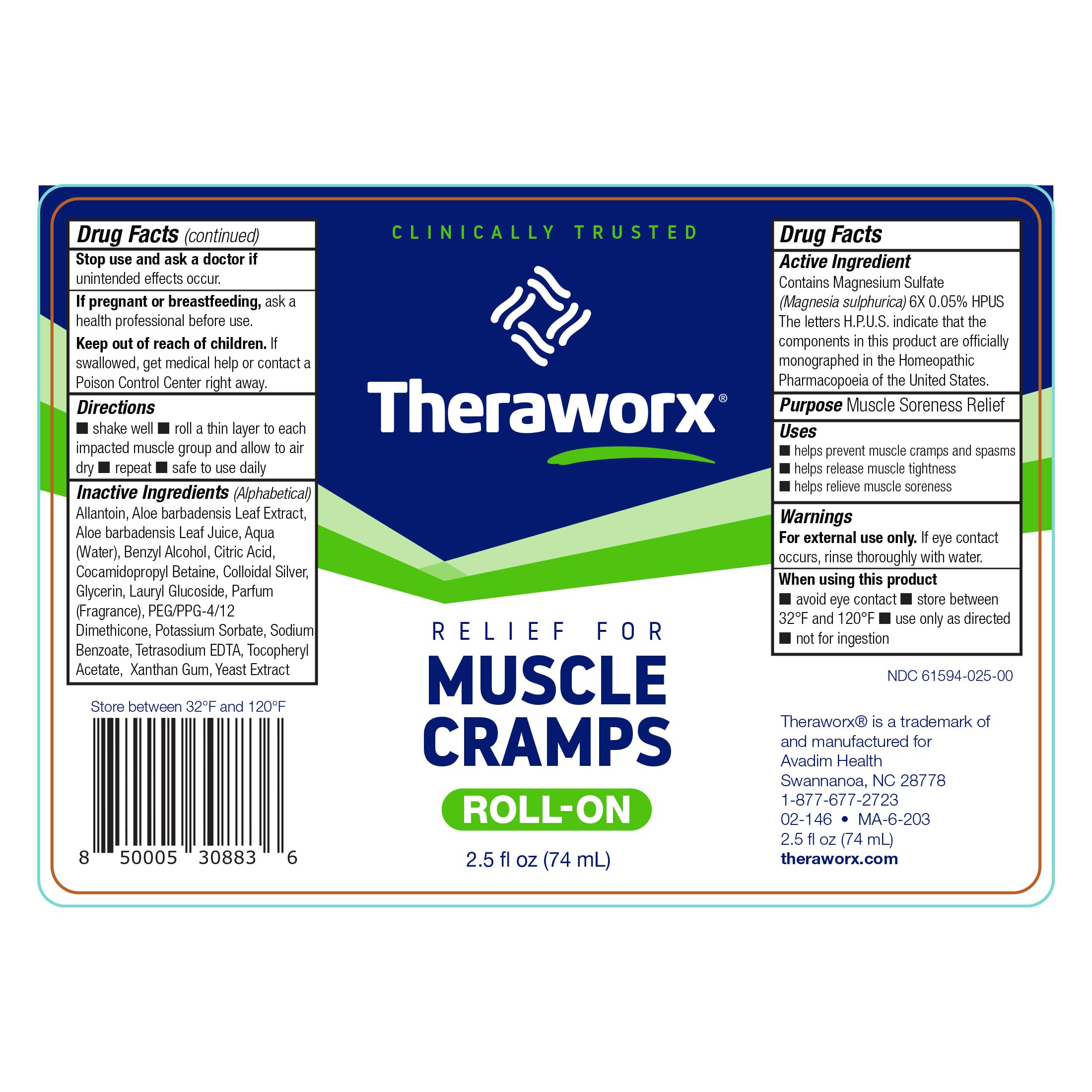 Authentic Theraworx 2.5 Ounce muscle pain relief solution imported directly from the USA.