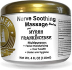 Neutripure nerve relief massage balm back label displaying clean three ingredient list and directions.