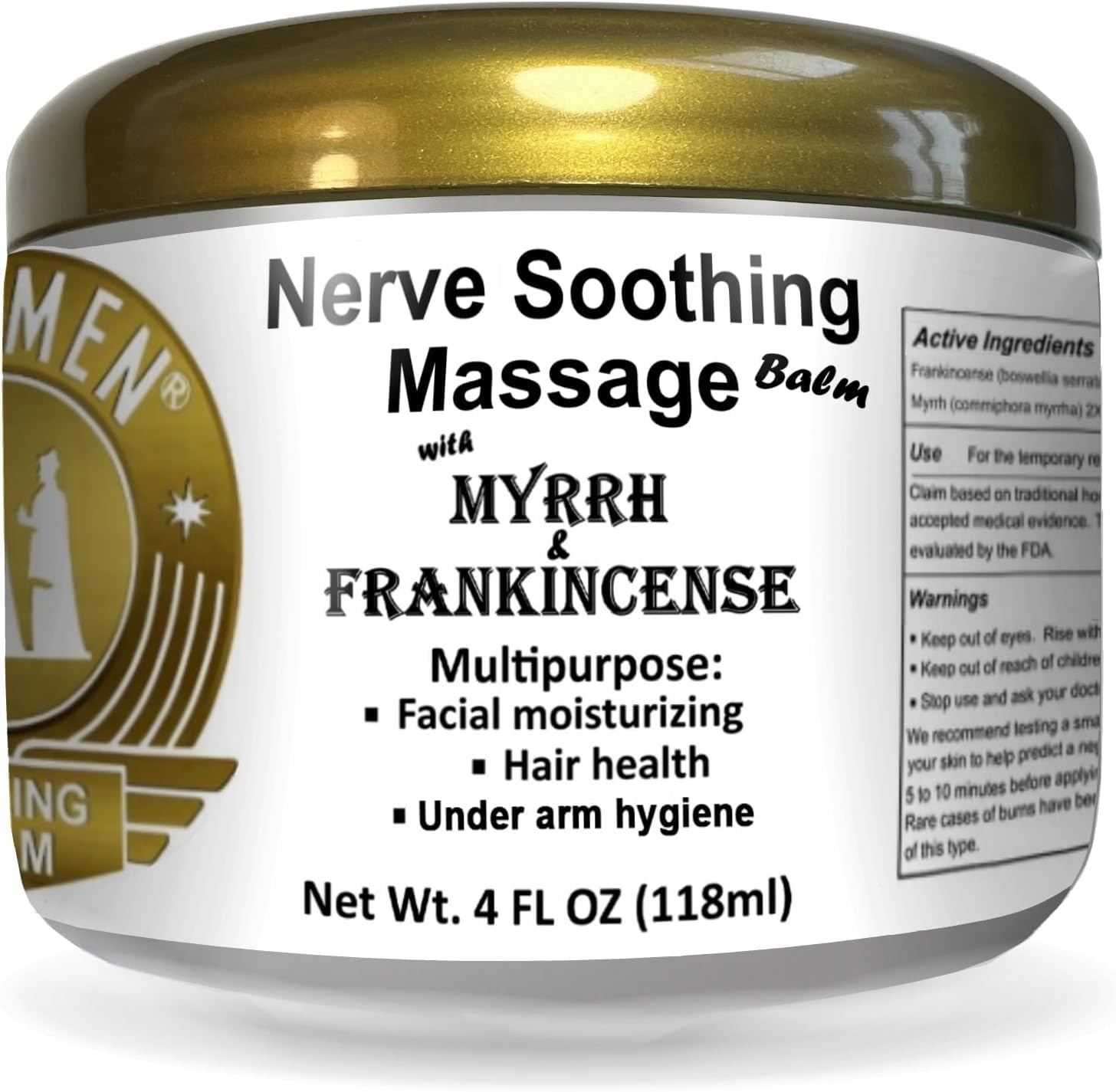 Neutripure nerve relief massage balm back label displaying clean three ingredient list and directions.