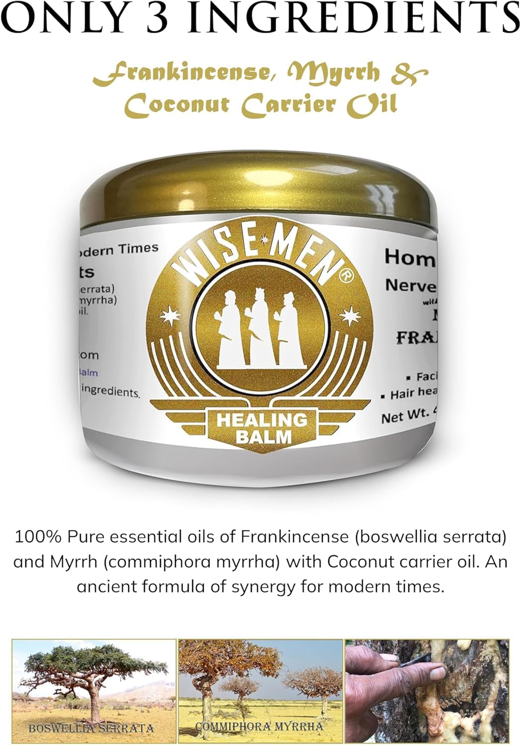 Wise Men natural remedy jar showcasing four ounce packaging size for targeted topical application.