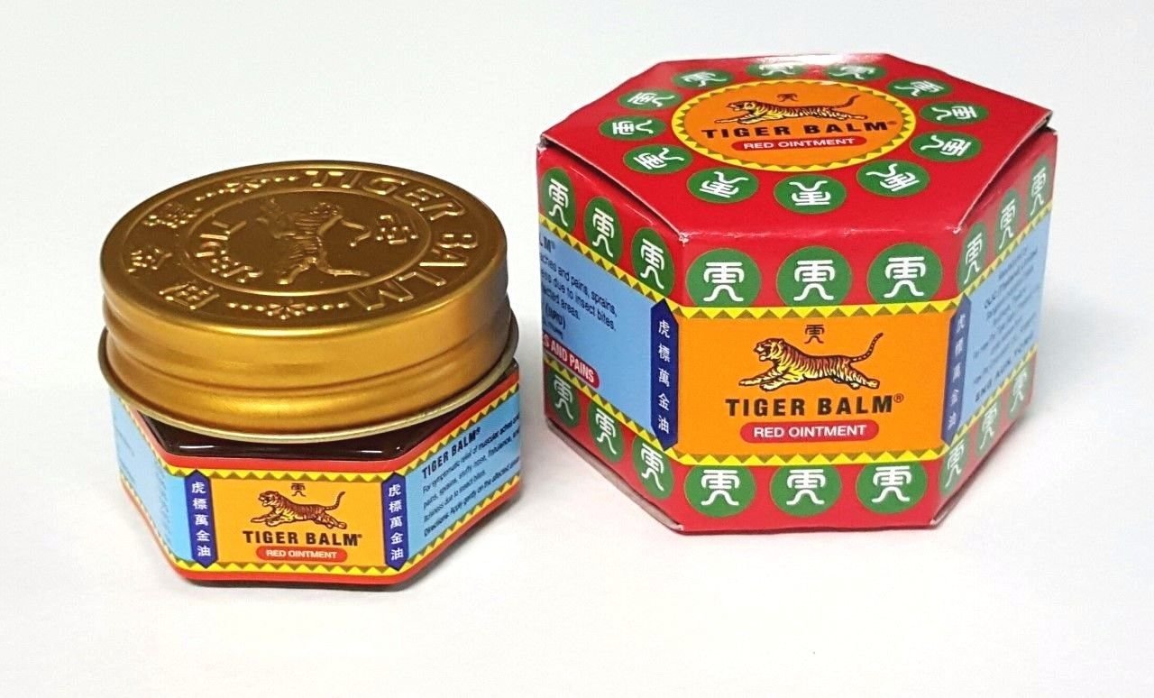 Tiger Balm Red 10g glass jar with authentic golden lid