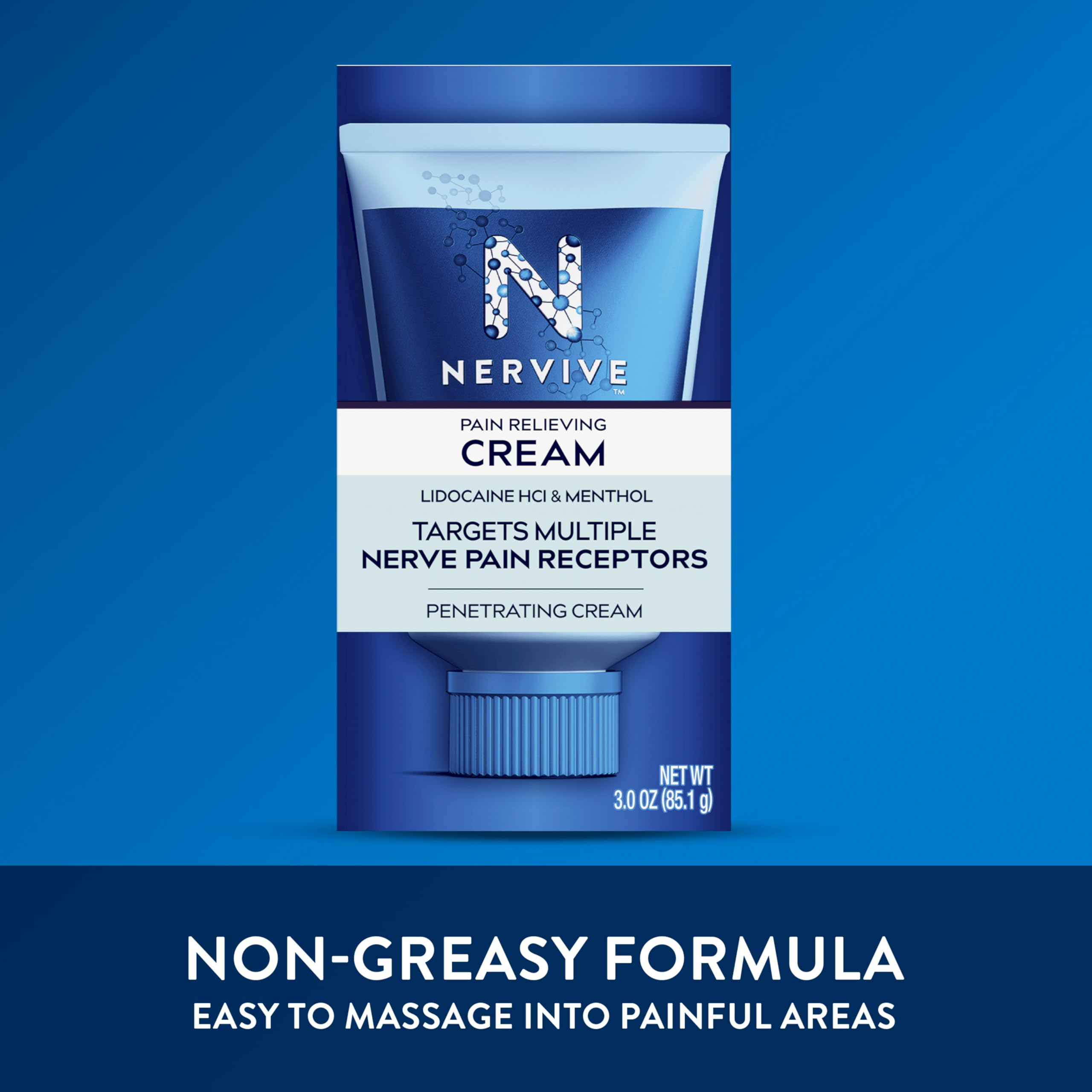 Close up of Nervive topical anesthetic cream lid and cap design