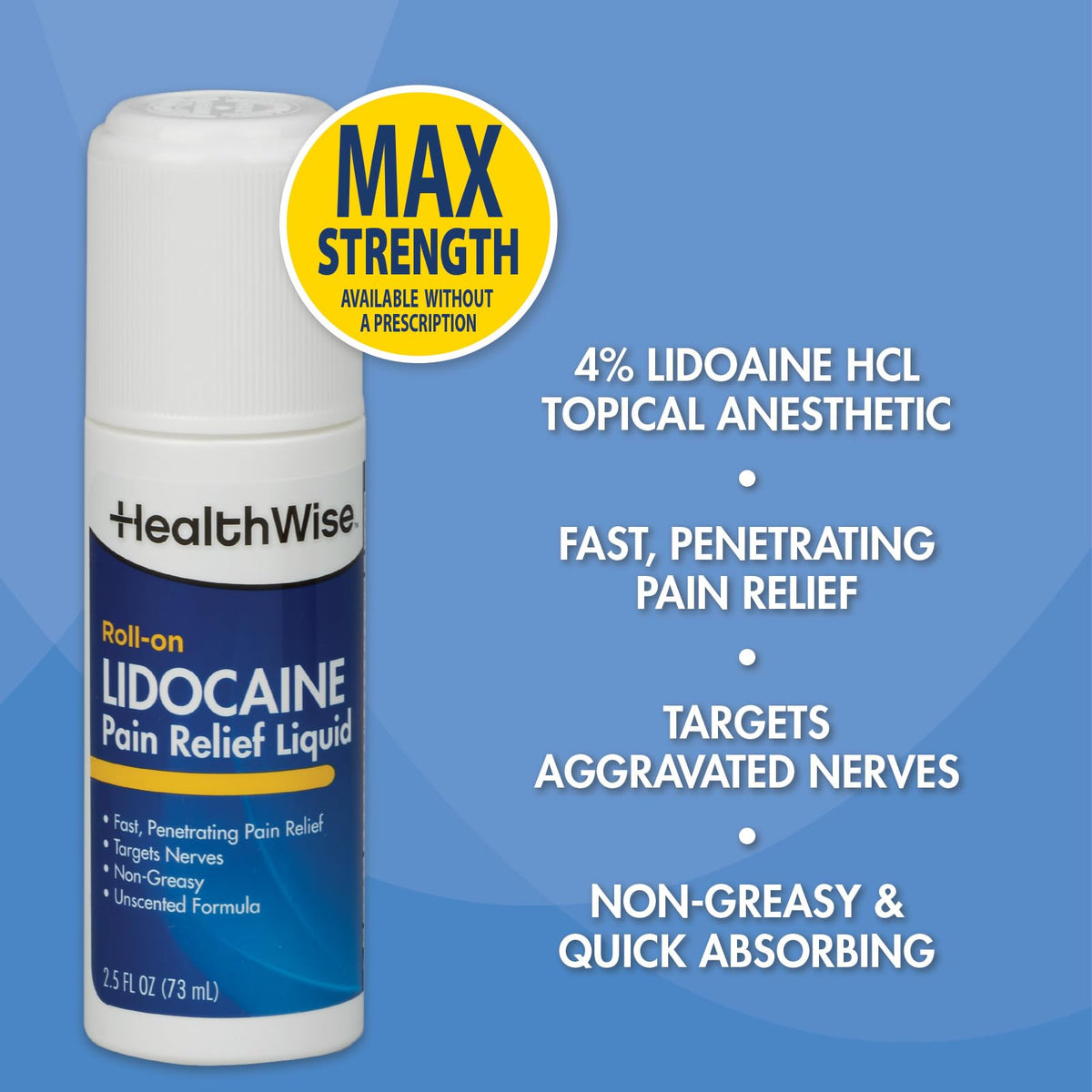 Authentic USA imported HealthWise lidocaine topical anesthetic bottle presentation