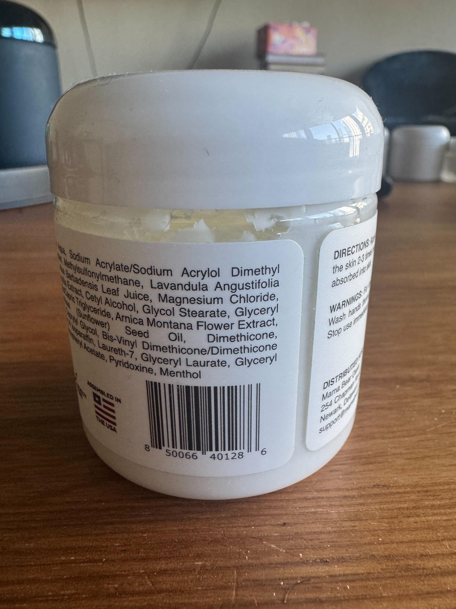 Mama Bear Oasis Magnesium Cream authentic imported USA packaging highlighting adult use for muscle and nerve comfort.