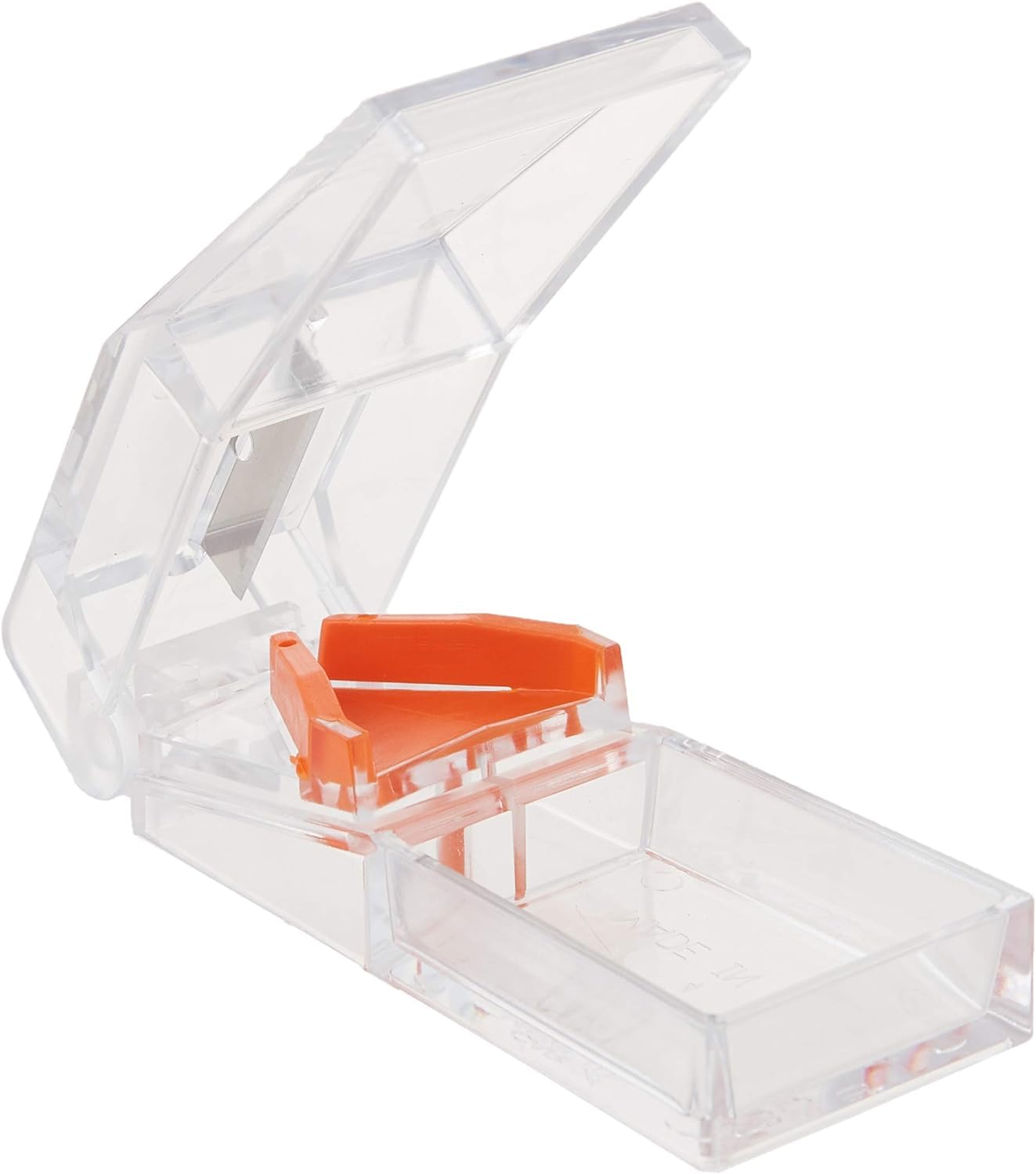 Close-up of the flexible V-shaped silicone pill grip holder inside the Carex tablet splitter.