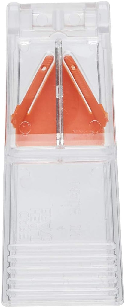 Side profile of the ergonomic contoured finger grips on the authentic USA imported pill cutter.