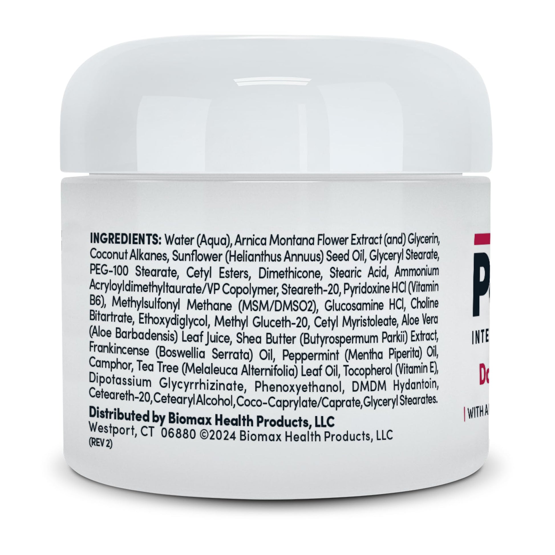 Penetrex soothing cream side view detailing arnica and vitamin b6 benefits
