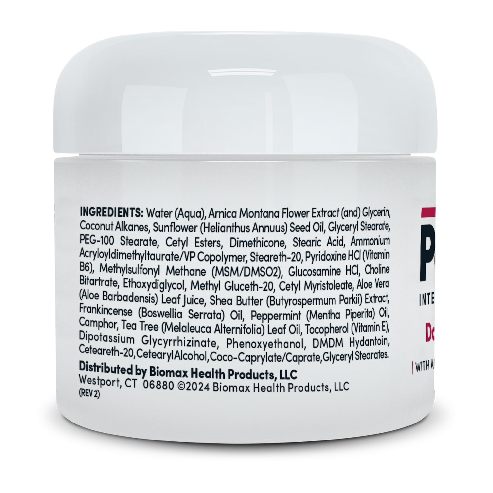 Penetrex soothing cream side view detailing arnica and vitamin b6 benefits