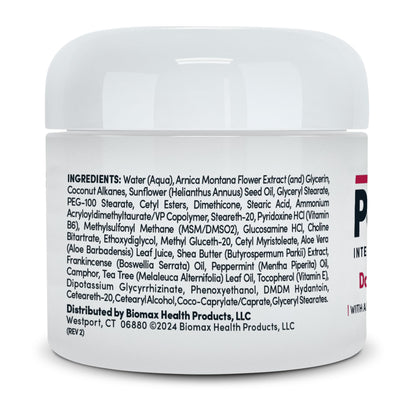 Penetrex soothing cream side view detailing arnica and vitamin b6 benefits