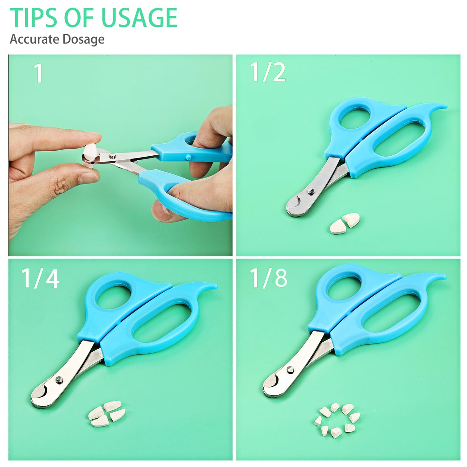 Two pieces of scissor shaped medicine dividers laid out on a clean white background