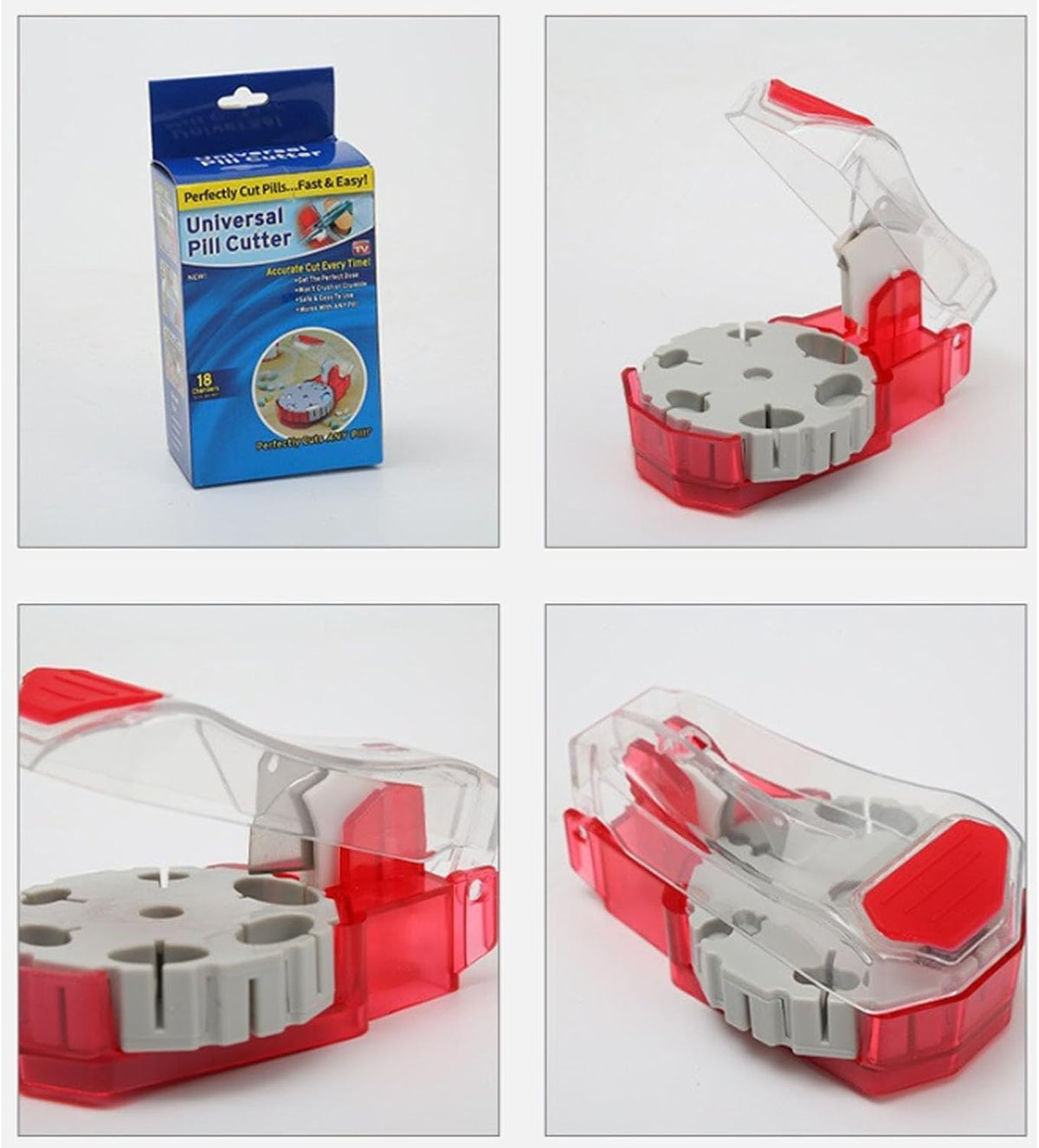 YRDGRG ergonomic vitamin divider demonstrating precise pill centering functionality.