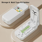 YULIKIKER tablet splitter open view displaying adjustable V-shaped centering device